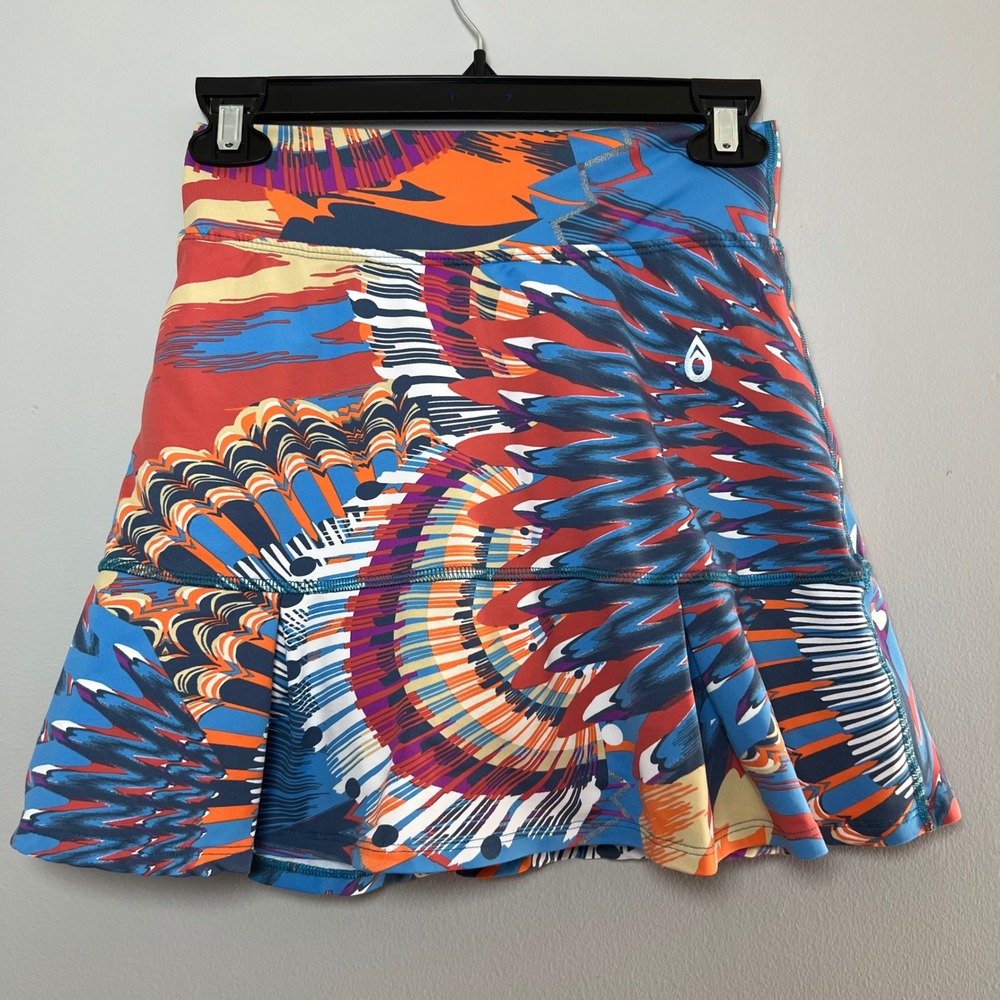 Dona Jo JoJo Skort Size 1 Abstract Geometric Blue Red Tennis Golf Skirt Shorts